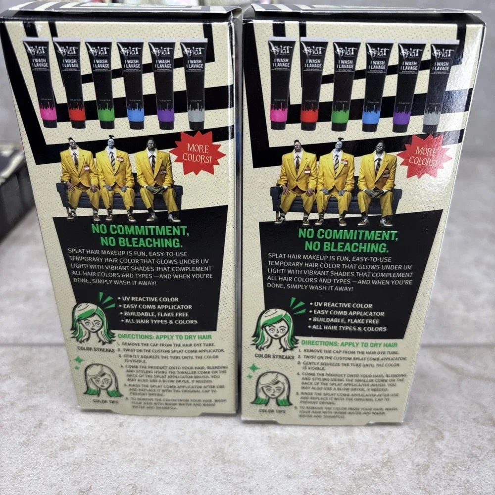Lot of 2 Splat Halloween Green Temporary Hair Color Dye‎ Hair Makeup Washes Out